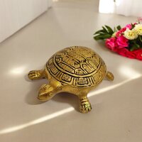 Aakrati Brass Tortoise Figurine| Table Decor| Collectable Items| Animal Figurine| Showpieces - Color: Yellow