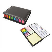 Jb9-230 Pu Black Cover With Different Shape Sticky Note Pad - Pu Foam Cover, 3x3 Inches, Rectangle Shape, Sticky Feature, Folder Style Design