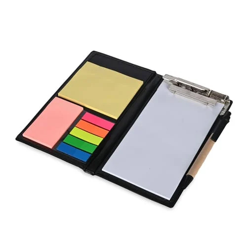 Sticky Note Pad With Clip Board - Leather Cover, 3x5 Size | Sticky Surface, Folder Style, High-Quality Paper