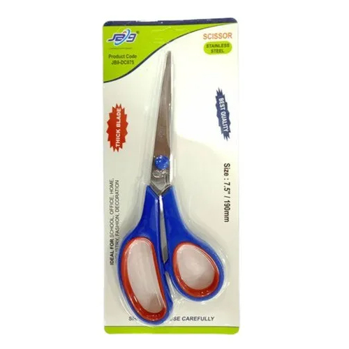 JB9-DC075 7.5 Inch Steel Scissor - Stainless Steel Blade, 7.5 Inch Length, Comfortable Plastic Handle | Versatile for Cutting Paper, Fabric, Cardboard
