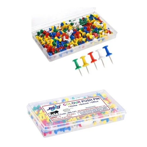 Push Pin (100 Pcs) - Plastic & Stainless Steel, 23mm Size | Easy to Carry, Perfect for Holding Paper in Office or Home