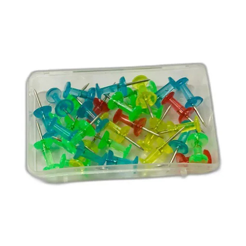 JB9-147 Push Pin In Transparent 40 Pcs - Plastic & Stainless Steel, 23mm Size, Durable Design for Holding Standard Paper