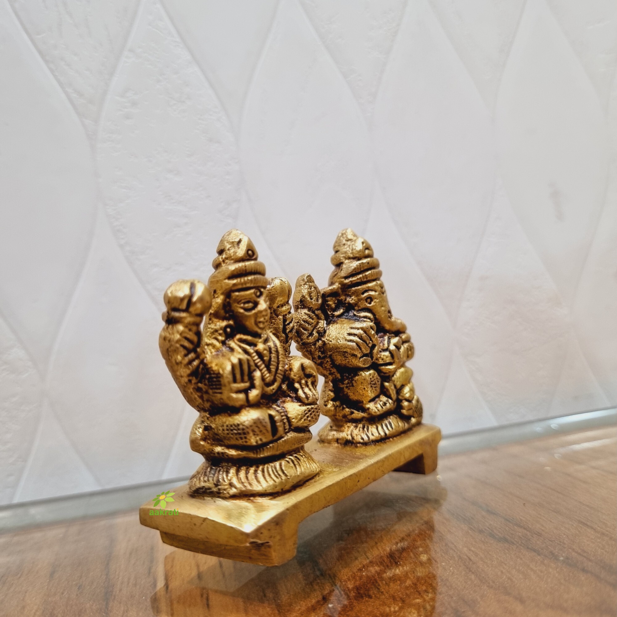 Brass Lord Laxmi Ganesh Small Statue for Home & Temple Decor Made By Aakrati|Made in 100 % Brass