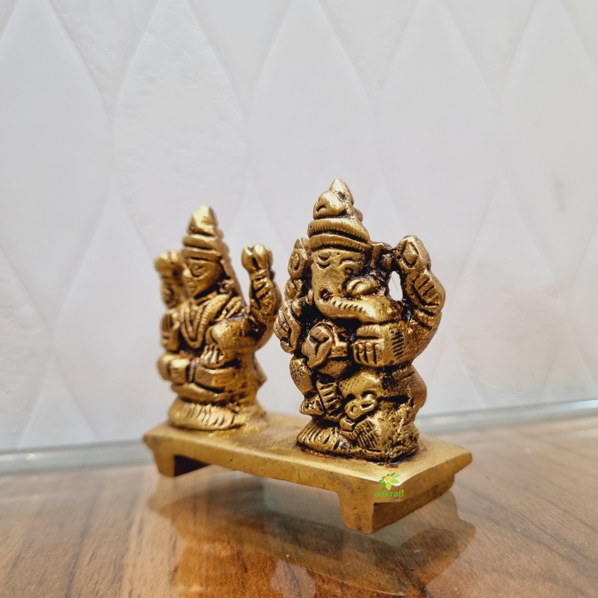 Brass Lord Laxmi Ganesh Small Statue for Home & Temple Decor Made By Aakrati|Made in 100 % Brass