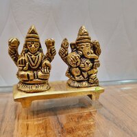 Brass Lord Laxmi Ganesh Small Statue for Home & Temple Decor Made By Aakrati|Made in 100 % Brass