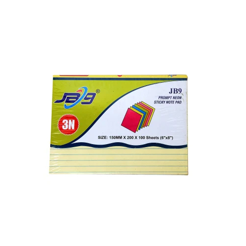 Sticky Note Pad - High-Quality Recyclable Paper, 6x8 Inches Size, Yellow Ruled Design, 50 Perforated Pages, Sticky Backing for Easy Repositioning