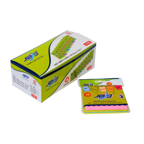 JB9-503 3x3 Multi Neon Sticky Note Pad - Paper, 50x75mm (2x3inch), Colorful Neon Adhesive Notes for Tasks, Reminders, and Ideas