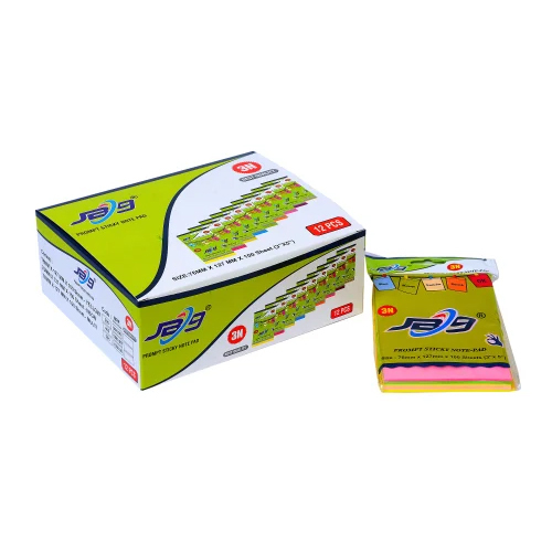 JB9-505 3x5 Multi Neon Sticky Note Pad - Paper Material, 76x127mm Dimensions | Rectangle Shape with Paper Cover, Easy to Remove Sticky Notes
