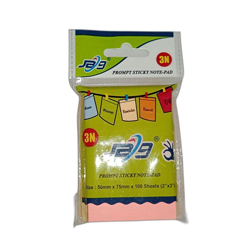 JB9-402 2x3 Neon Sticky Note Pad - Paper Material, 50x75mm Size | Sticky Feature, 50 Sheets, Paper Cover for Dust Protection