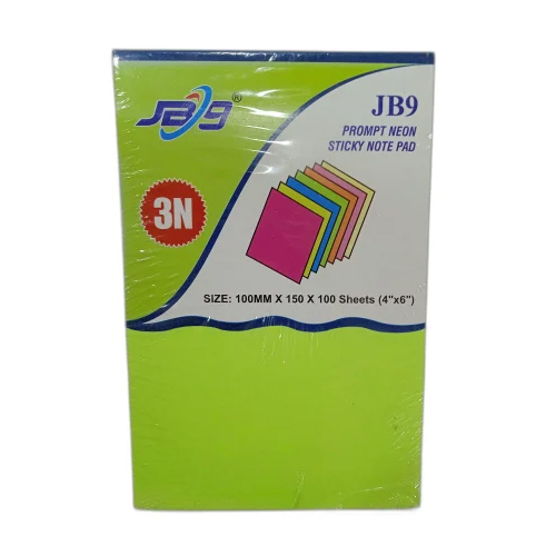 JB9-406 4x6 Neon Sticky Note Pad - High-Quality Paper, 4x6 Inches, Neon Colors | Sticky Feature for Easy Attachment and Visibility