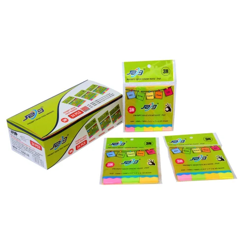 Sticky Note Pad - Paper, 125x75x5mm (0.6inch x 3inch x 5mm) | Three Colour (Yellow, Pink, Green), Easy Repositioning, Protective Paper Cover