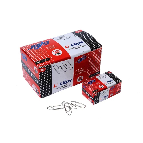 JB9-N30 - Metal 30MM U-Shaped Clips | Elegant Silver Nickel Plated Design, Durable Paper Holders