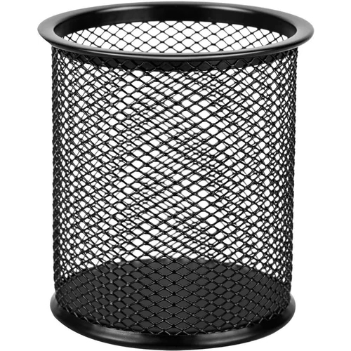 Round Mesh Wire Pen Stand - High-Quality Plastic 7 Inches Tall | Lightweight Design Stylish Mesh Construction Ideal for Office Use