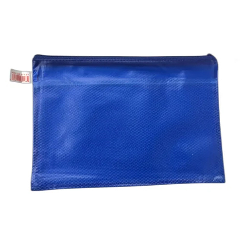 B-5 Satin Zipper Bag - Satin Material, B-5 Size, Blue Color | Stand-Up Pouch with Zipper Seal, Double String Style, Glossy Finish