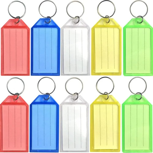 JB9 - 101 Keychain Tags - Durable Plastic with Steel Reinforcement | Various Colors, Compact Size, Plain Indian Regional Style