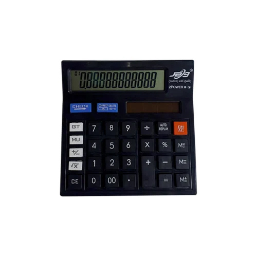 Digital Electric Calculator - Plastic Build, 12-Digit Capacity | Sleek Black Design, Battery Powered, General Purpose Functionality, Warranty Included