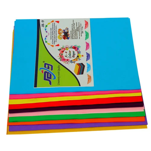 A4 Colour Paper - 100% Wood Pulp, A4 Size (210 x 297 mm), Multicolour, Glossy Coated Both Sides, Corrugated Paper Type for Vibrant Printing