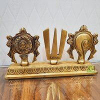 Aakrati Brass Shankh Chakra Namah Idol for temple| 100 % Brass|Temple Dcor