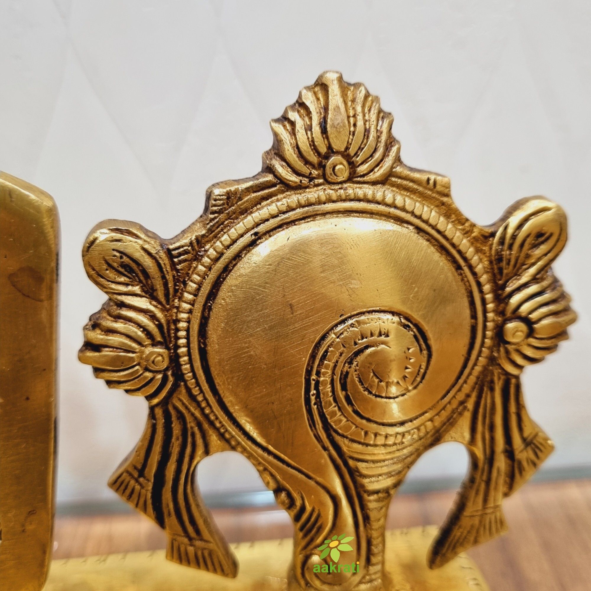 Aakrati Brass Shankh Chakra Namah Idol for temple| 100 % Brass|Temple Dcor