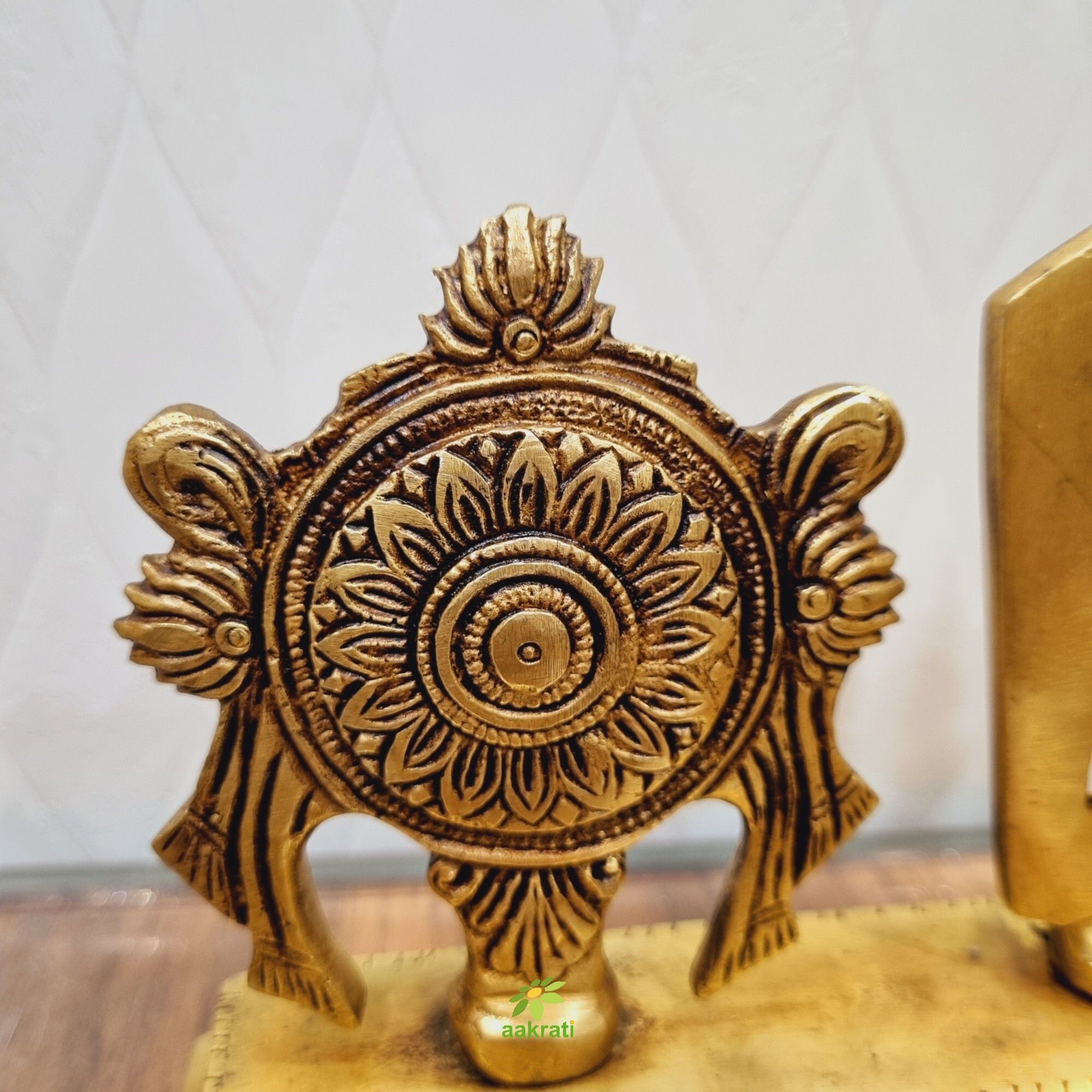 Aakrati Brass Shankh Chakra Namah Idol for temple| 100 % Brass|Temple Dcor