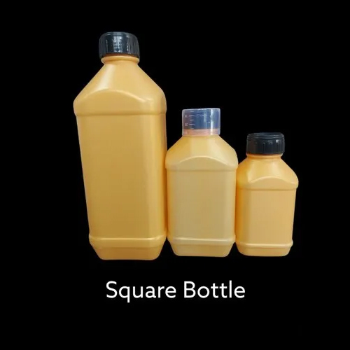 Square HDPE Bottle - High-Density Polyethylene, 100ml-1L Capacity, Yellow Color, Square Shape, Screw Cap Sealing, Chemical Industry Use, Warranty Included