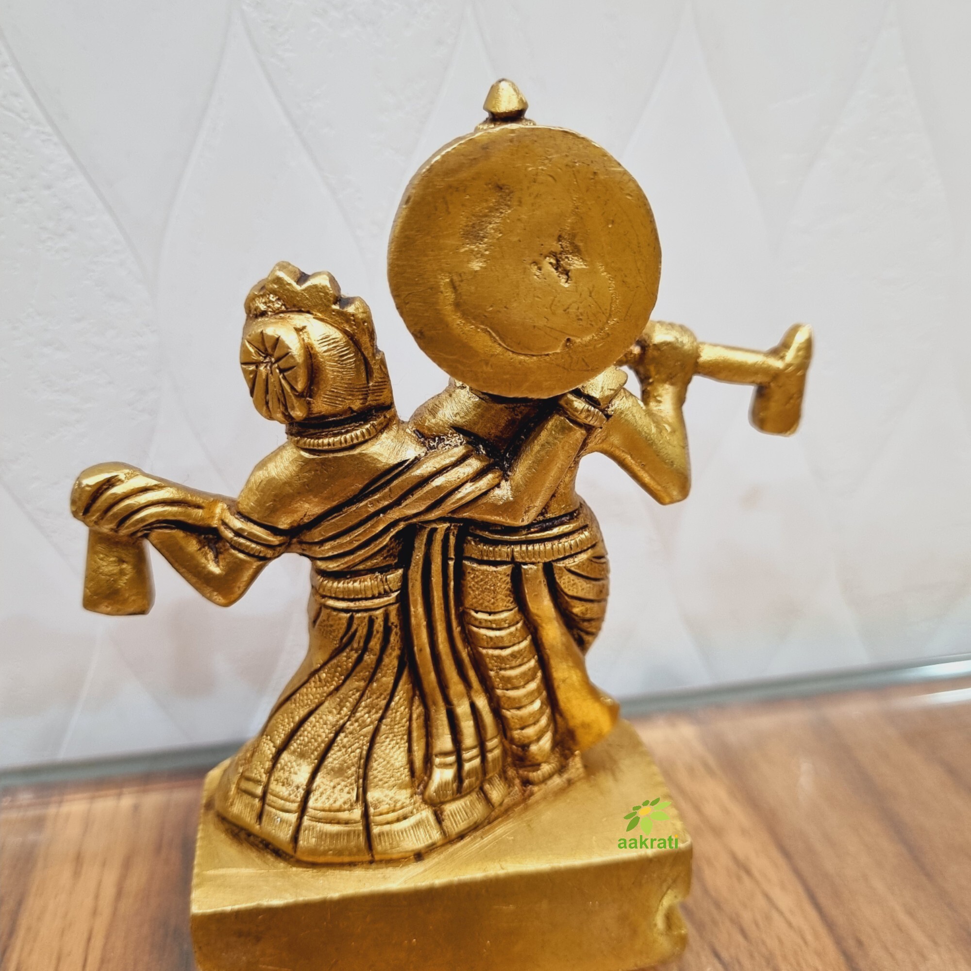 Aakrati Vintage-Inspired Brass Radha Krishna Figurine| Idol of love| Radha Krishna Murti (Yellow,4.5)