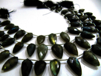 Natural Labradorite Leaf Shape Gemstone Briolette Beads Strand - 10-20mm Size, Grey Color, Faceted Cutting, 9 Inches Long, Casual Occasion