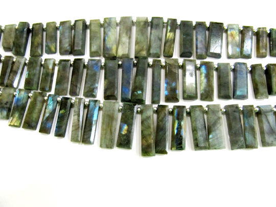 Natural Labradorite Baguette Shape 20-30mm Beads Strand 9 inches long