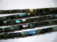 Natural Labradorite Box Beads 7x12mm to 8x14mm Strand 10 inch long