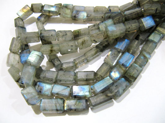 Natural Labradorite Box Beads 7x12mm to 8x14mm Strand 10 inch long