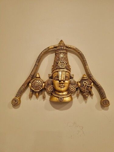 Aakrati Shankh Chakra Tirupati Balaji Made in Brass| Brass Balaji Idol| Temple Dcor