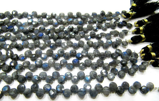 Natural Labradorite Coin shape 5-6mm Beads Sold Per strand 8 inch long