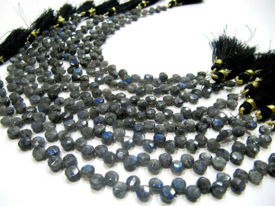 Natural Labradorite Coin shape 5-6mm Beads Sold Per strand 8 inch long