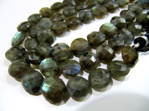 Natural Labradorite Coin Shape 10-18mm Beads Strands 8.5 inch Long