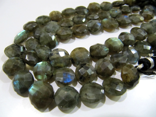 Natural Labradorite Coin Shape 10-18mm Beads Strands 8.5 inch Long