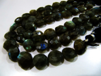 Natural Labradorite Coin Shape 10-18mm Beads Strands 8.5 inch Long