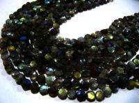 Natural Labradorite Coin Shape 7-8mm Beads Sold Per Strands 13 inch Long