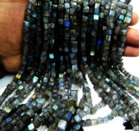 Labradorite 3D Box Shape Faceted Cube Beads 5 to7mm Strand 8inch Long