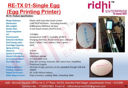 RIDHI Egg Stamping-Coding Machine