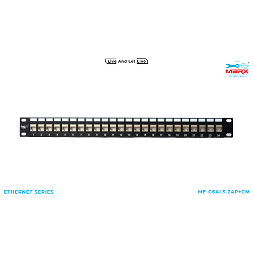 Marx 24 Port Cat 6A STP Loaded Patch Panel 180 degree with Cable Manager