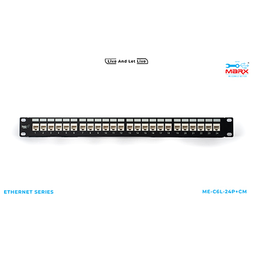 Marx 24 Port Cat 6 Loaded Patch Panel 180 degree with Cable Manager