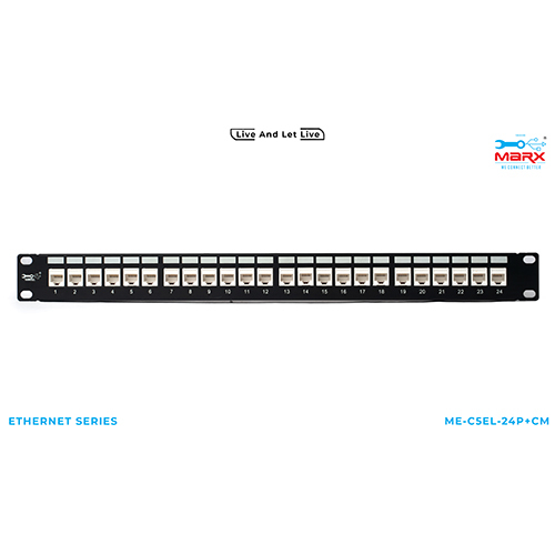 Marx 24 Port Cat 5e Loaded Patch Panel 180 degree with Cable Manager