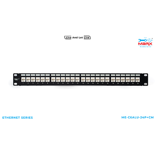 Marx 24 Port Cat 6A UTP Loaded Patch Panel 180 degree with Cable Manager