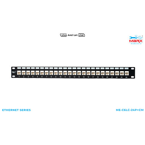 Marx 24 Port Cat 6 Coupler Model Loaded Patch Panel With Cable Manager - Armored Material: Plastic