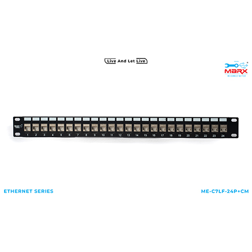 Marx 24 Port Cat 7 STP Loaded Patch Panel - 180 degree with Cable Manager