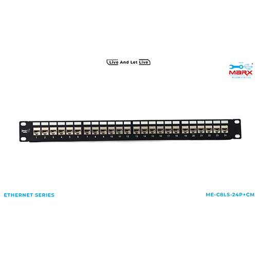 Marx 24 Port Cat 8 STP Loaded Patch Panel 180 degree with Cable Manager