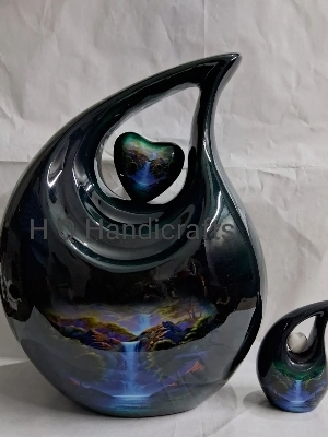 Aluminium Cremation Teardrop Urn - Color: Black