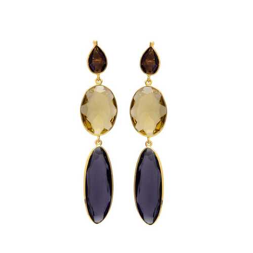 Amethyst hydro and two more beautiful gemstone earrings set