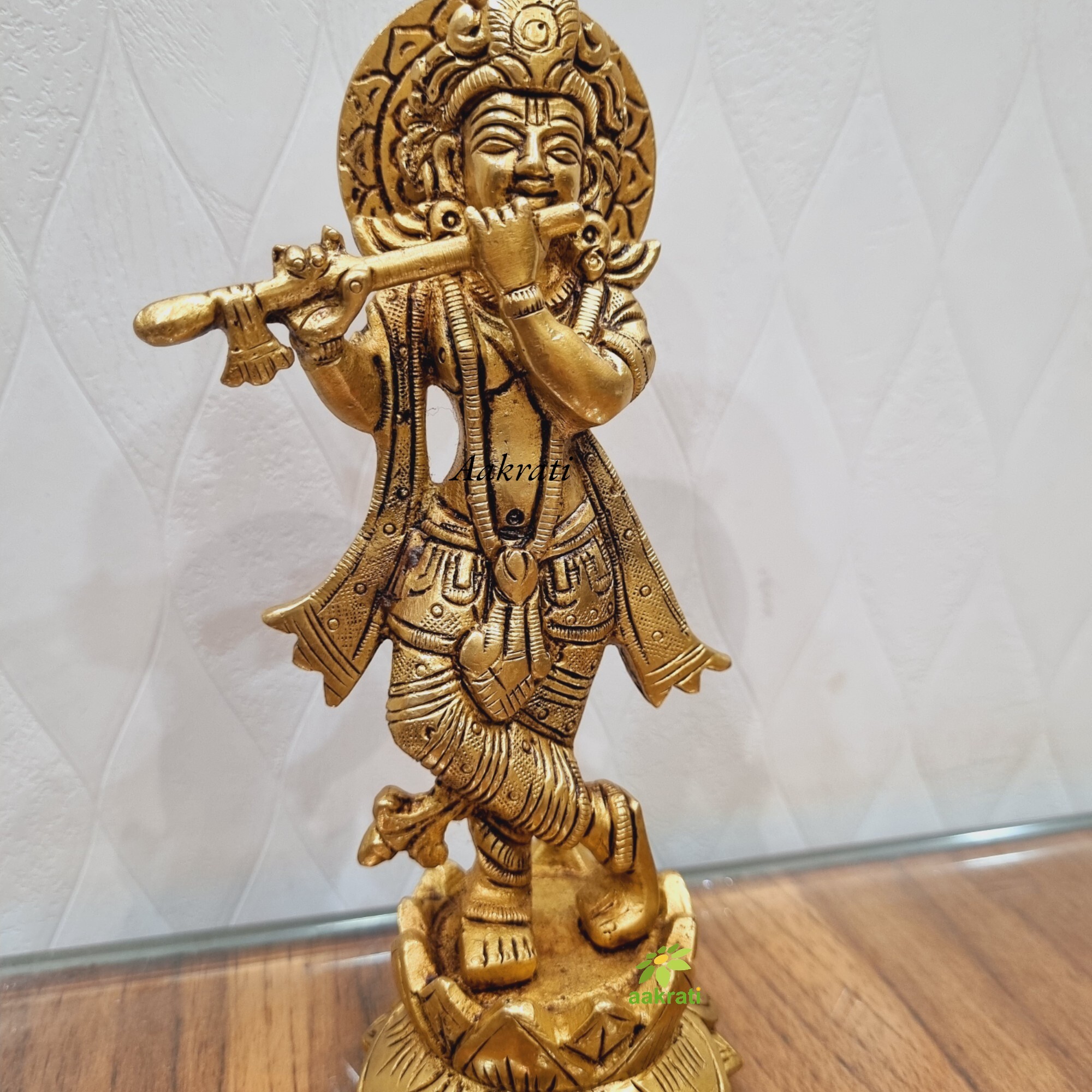 Aakrati Brass Handcrafted Statue of Lord Krishna| Lord Krishna Brass Idol| Temple Dcor| Pooja Essentials