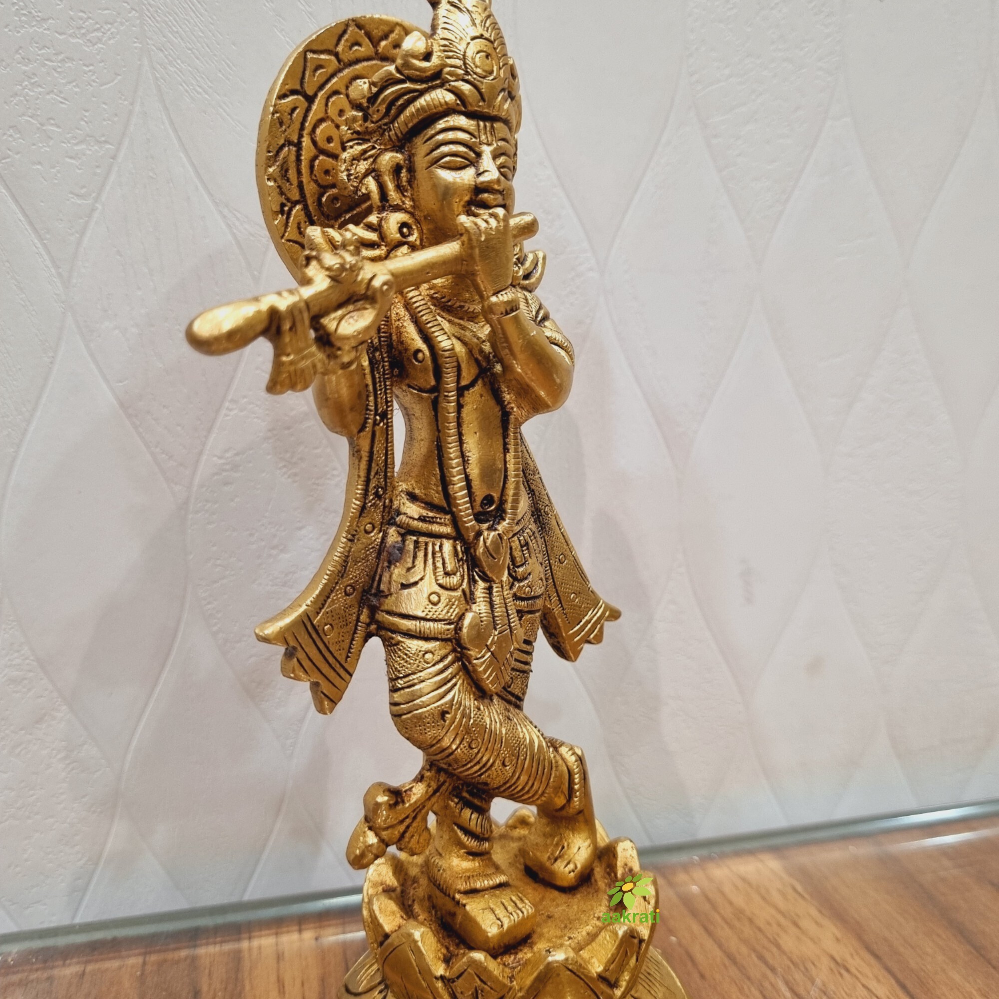 Aakrati Brass Handcrafted Statue of Lord Krishna| Lord Krishna Brass Idol| Temple Dcor| Pooja Essentials